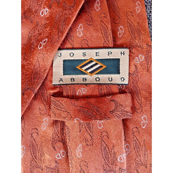 Tie 70s 80s 90s Y2K Mens Joseph Abboud Silk Rust Orange Brown 4 Wide 57 Long - Picture 6 of 6